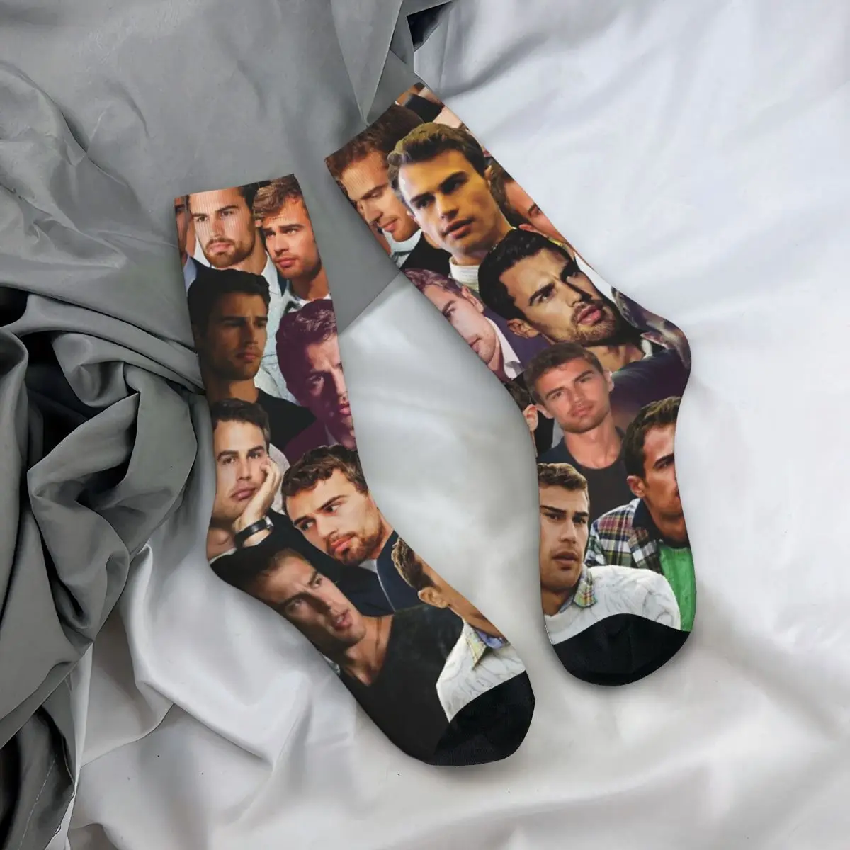 Cool Theo J-James Photo Collage Basketball Socks Polyester Long Socks for Women Men Breathable