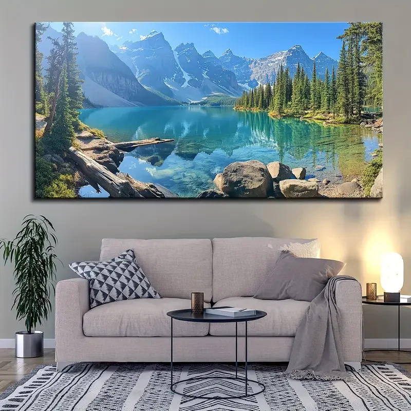 (1PC Unframe)1.5 Inch No Frame, Colorado Murals, Snowy Mountains And Lake Moran National Park, Landscape Modern Art  Pa