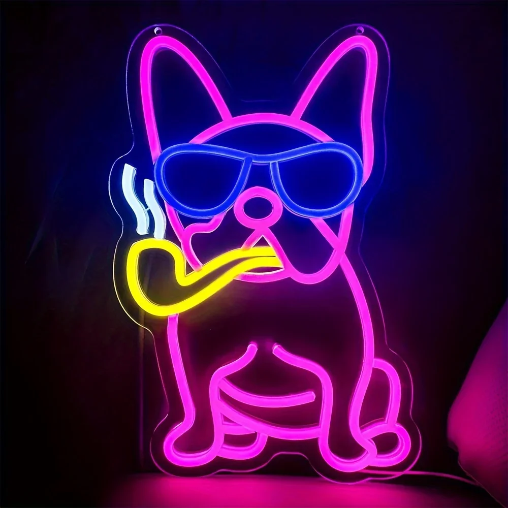 France Bulldog Neon Sign,USB power supply,LED Neon light Sign, For Bedroom, Hotel, Wedding, Bar,Birthday Party