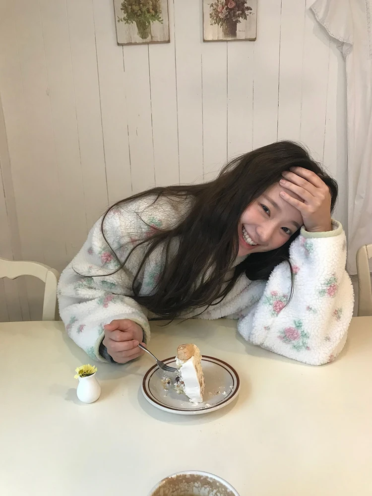 

Двусторонний носимый женский свободный многослойный теплый топ с цветочным принтом, повседневный длинный свек на молнии с цветочным узором