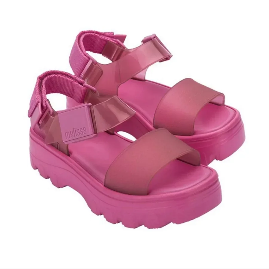 نمط جديد Mellisa سميكة القاع المرأة الصنادل واسعة الوجه المتسكعون أحذية جيلي غير رسمية روما زيادة الارتفاع أحذية نسائية الصيف #3