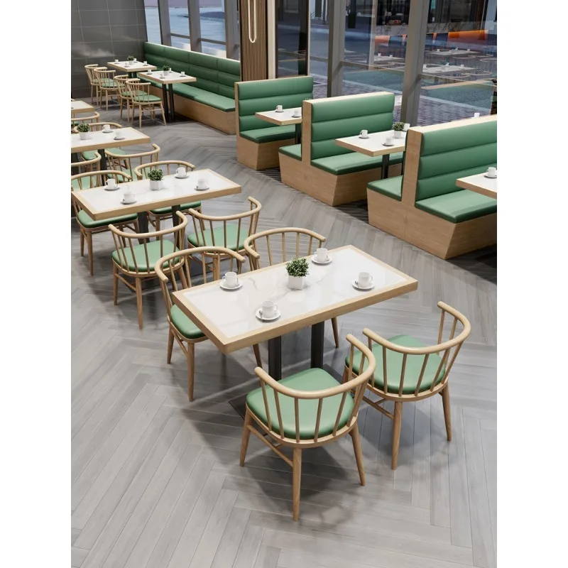 Modern Wood Dining Booth Sofa for Coffee Shops Western Restaurants Milk Tea Shops