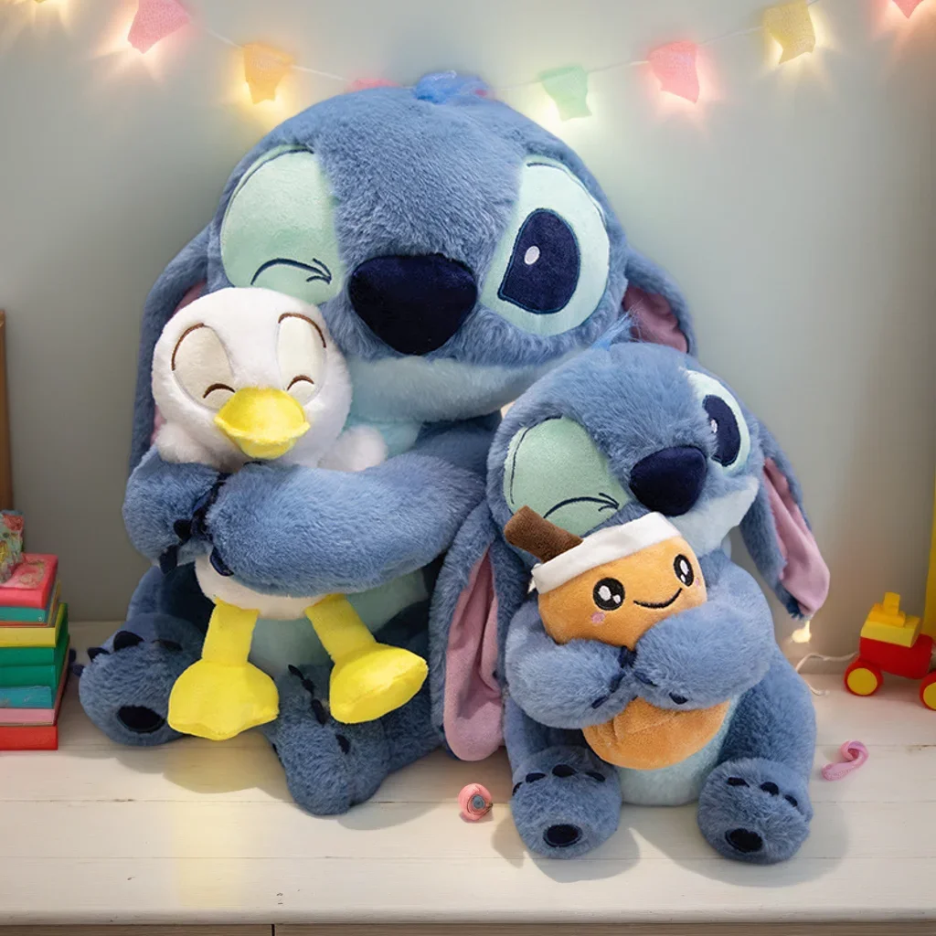 

Cute Disney Stitch Plush Doll Soft Stuffed Anime Stitch Toy with Duck Bubble Tea Sofa Bed Home Decor Pillow Plushies Xmas Gifts