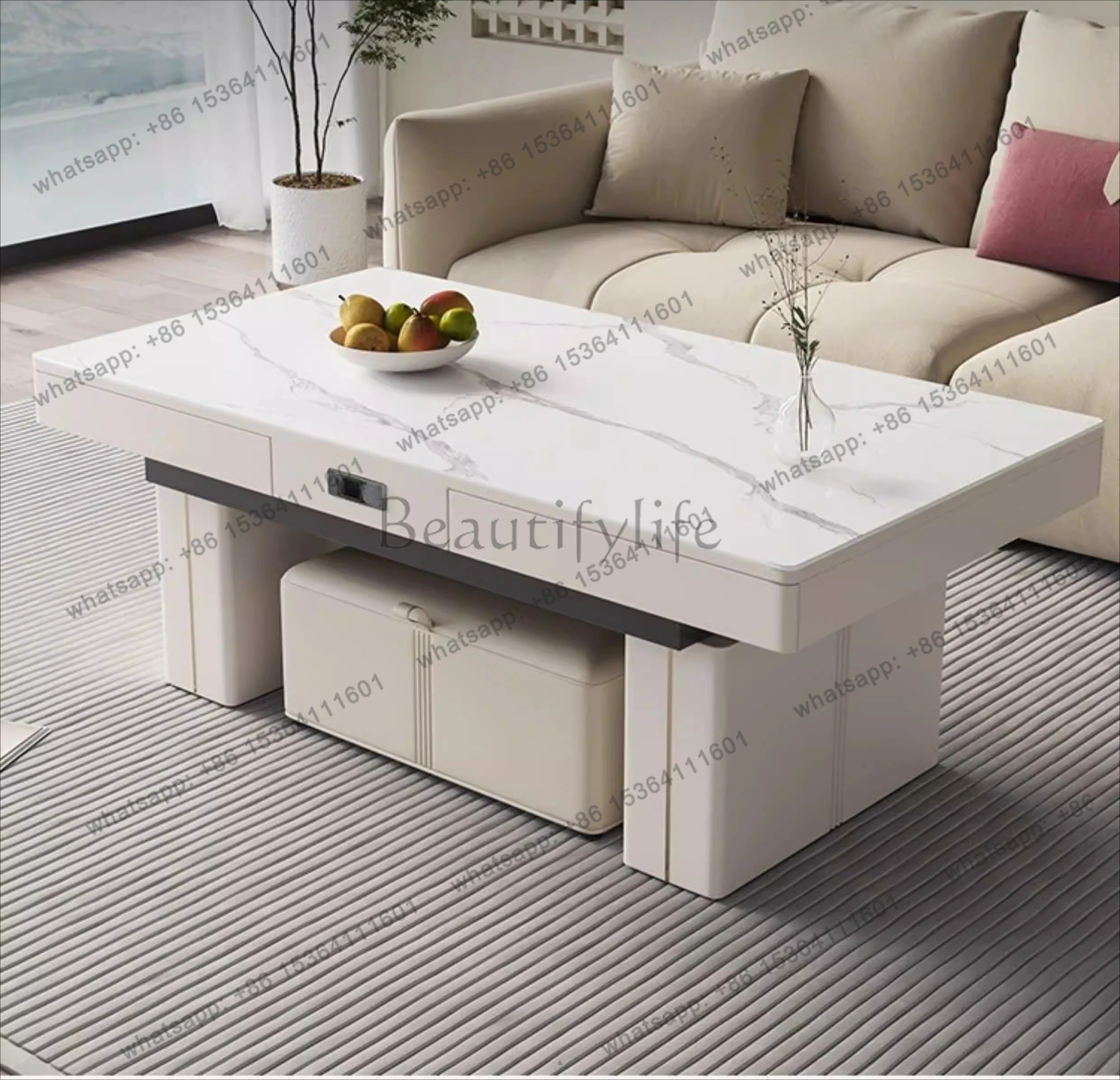 

Intelligent voice electric lifting coffee table dining table integrated dual-purpose automatic
