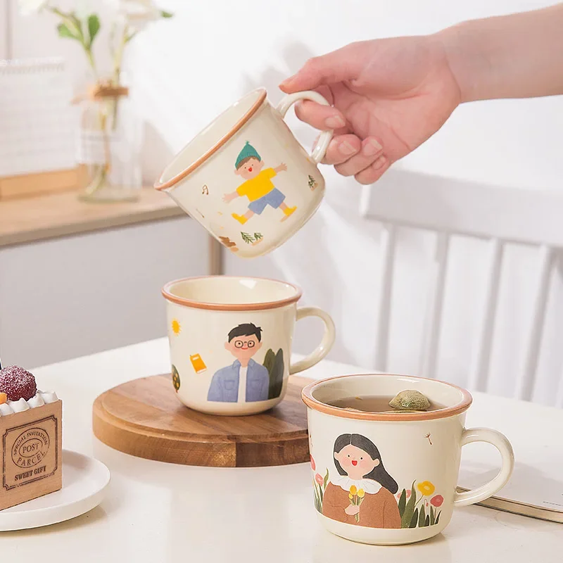 

340ml Creative Family Parent-child Ceramic Mug, Cute and Personalized Home Use Children's Breakfast Cup, Souvenir Coffee Cup