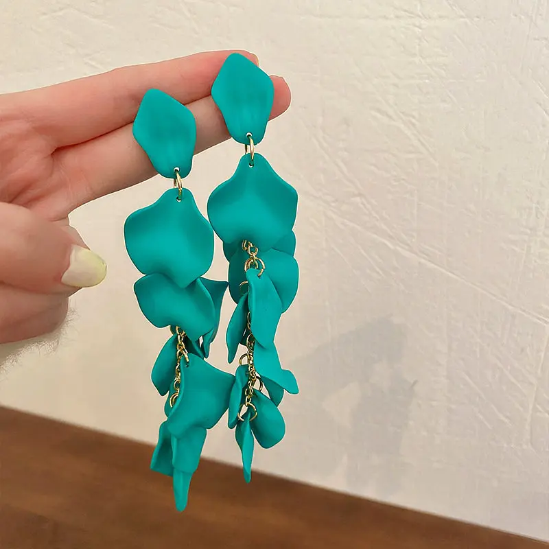 Bohemian Flower Drop Earrings with Long Tassels