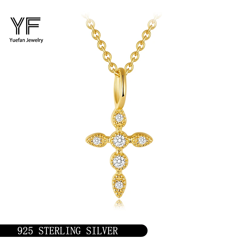 

S925 Silver Moissanite Cross Pendant GRA Certificate Electroplating 18k Exquisite Fashion Light Luxury Design Women's Necklace