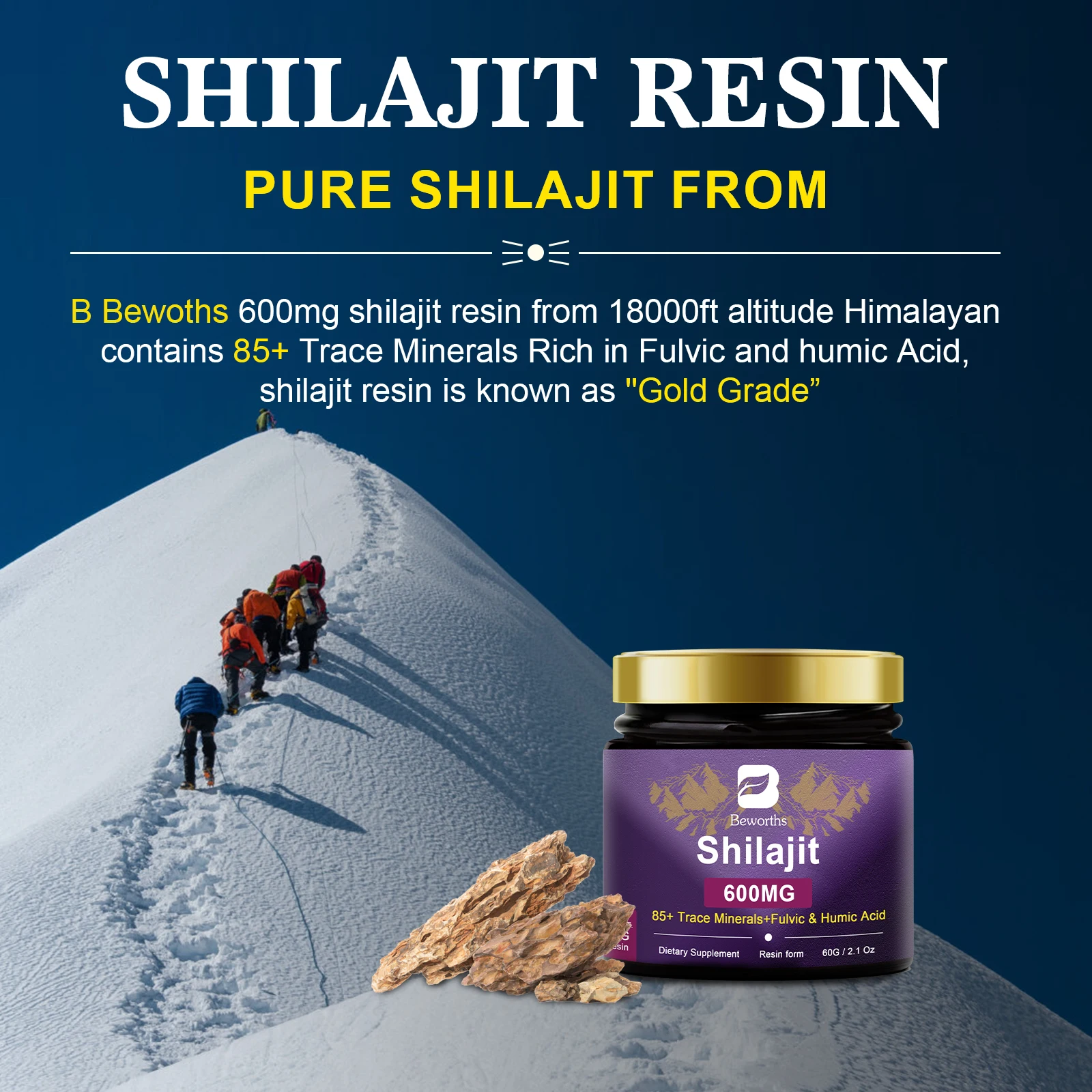 Shilajit-男性と女性のためのブレスレットまたはネックレスのための純粋なミネラル補助ペースト,オリジナルの60gエネルギー