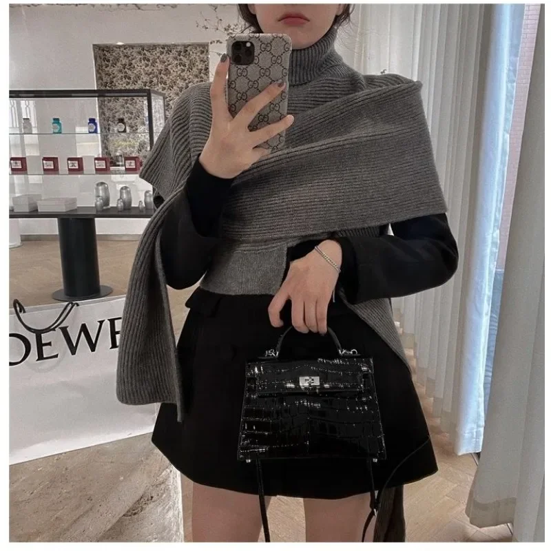 Insozkdg 2024 Autumn Winter New Korean Style Chic Woolen Suit Jacket Cloth Dress Double-breasted Slim Mid-lenth Blazer Women Top