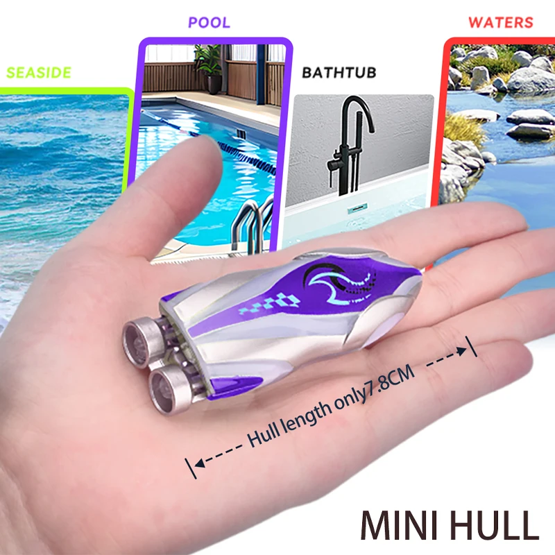 Mini barcos rc rotatable dublê navio brinquedo subaquático 2.4g controle remoto lancha com luz elétrica pequena barco de corrida presentes natal