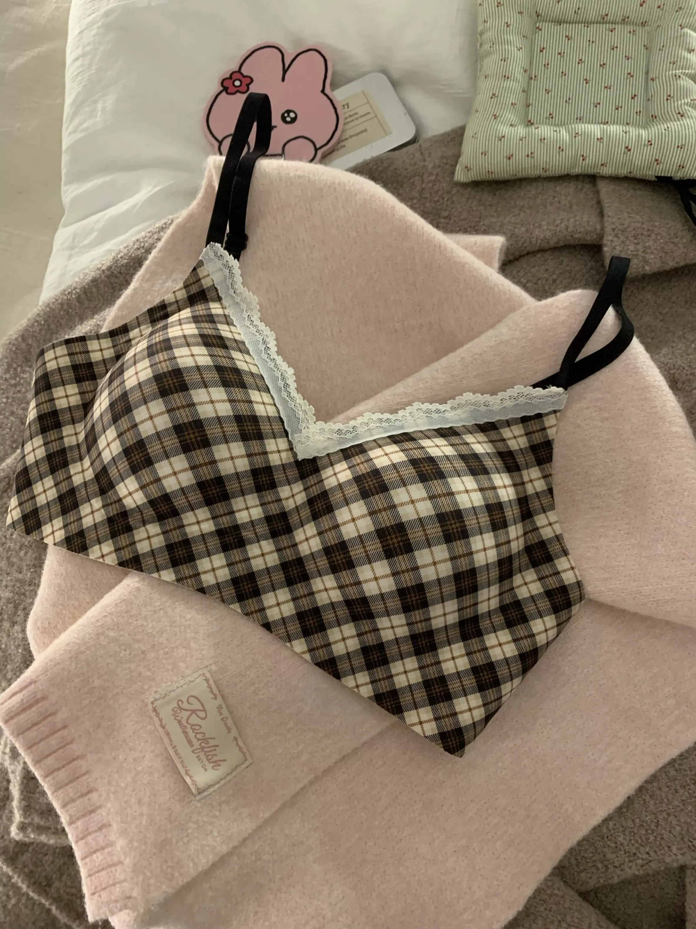 

Женский бесшовный бюстгальтер в ретро-клетку, тонкий, беспроводной, пуш-ап для небольшой груди, с эффектом подтяжки и против провисания, с боковой поддержкой, комфортный бюстгальтер