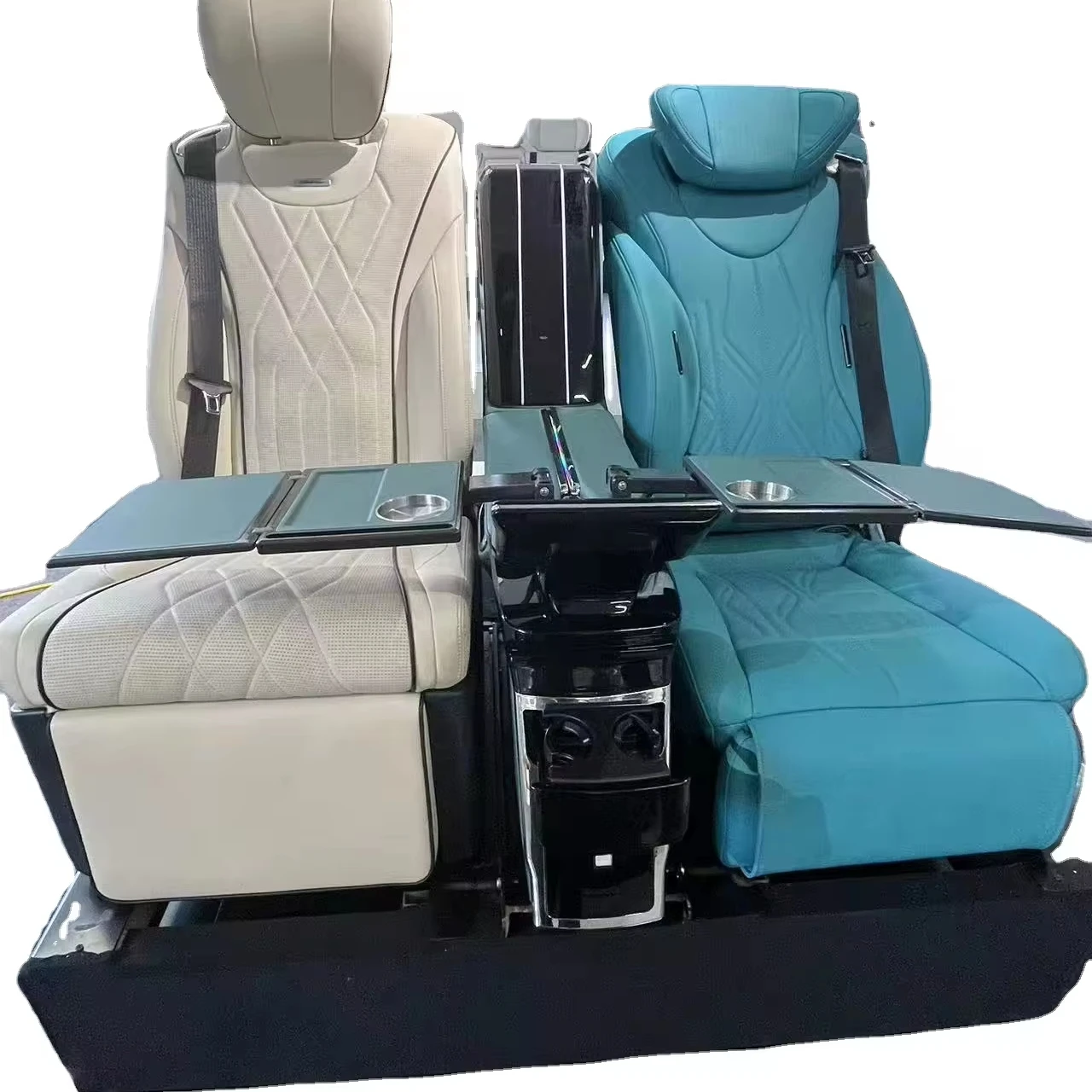

Custom Luxury Factory Auto folding table Van rear seats kit with armrest console box car folding vip car seat table