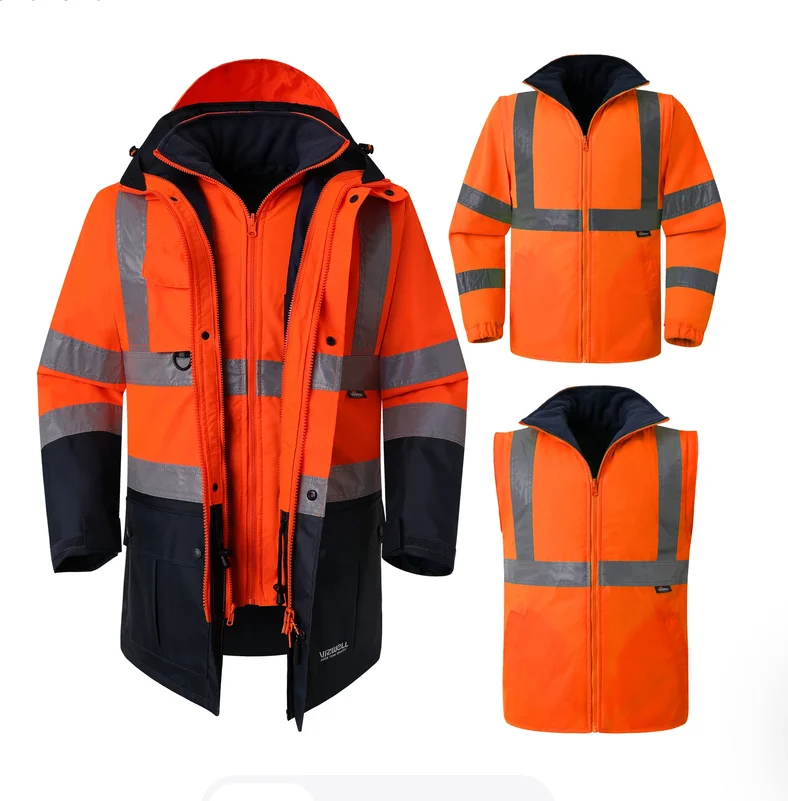 Winter Weather resistant Highway Administration 5-in-1 Reflective Cotton Coat
