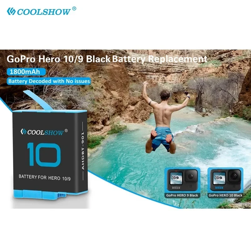 For Gopro Hero 10 Black Battery 1800mah For Gopro12 Gopro11 Gopro 9 Batteries Action Camera Accessories
