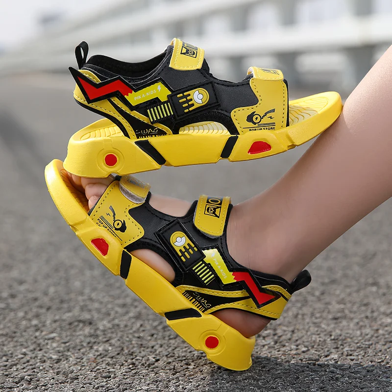 

Boys Sandals 1-12 Year Old Soft Sole Anti Slip Sandals Cartoon Outwear Small and Medium Sized Children Beach Sandals