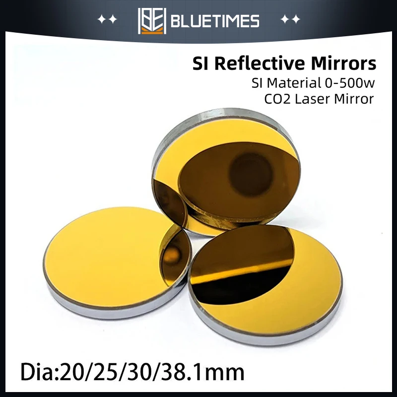 

Bluetimes Co2 Laser Si reflective Mirrors for Laser Engraver Gold-Plated Silicon Reflector Lenses Dia. 20 25 30 38.1 mm