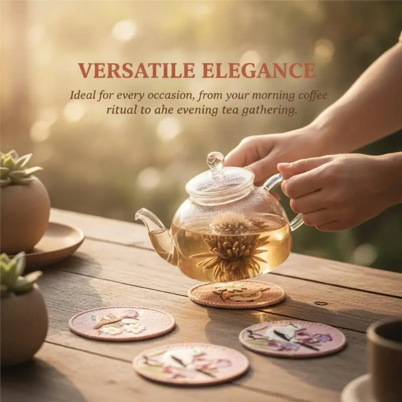 Imitation Woven Heat-insulating Coaster Placemat Round Style Anti-scalding Non-slip Home Dining Table Mat Creative Tea Mat