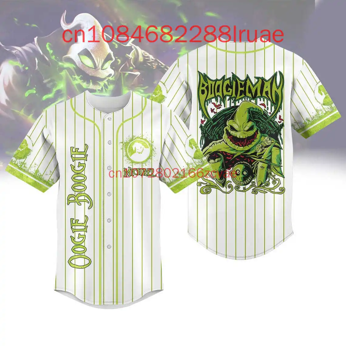 

Custom Oogie Boogie Striped Baseball Jersey Disney Movie Jersey The Nightmare Before Christmas Men's And Women's Baseball Shirt