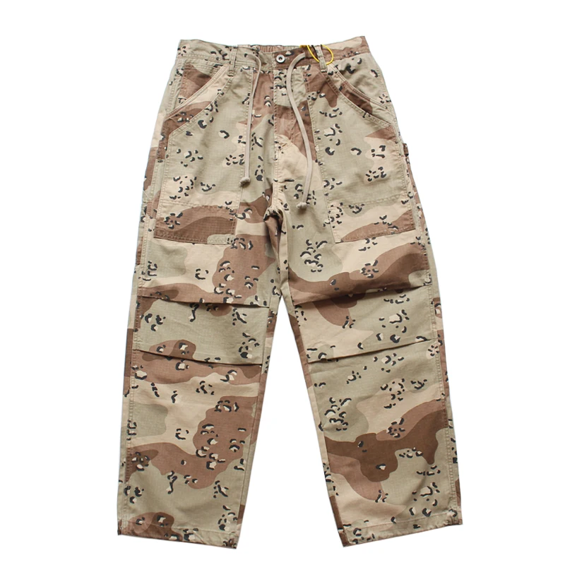 Sand Desert Camouflage Pants for Men 2024 Spring Summer Loose Straight Trousers for Youth Male Retro American Casual Wear