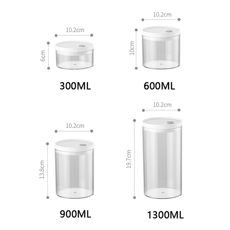 4Pcs Cereal Storage Container Set Airtight Round Portable Snack Box Stackable Sealed Jar Nut Coffee Grain Kitchen Accessories