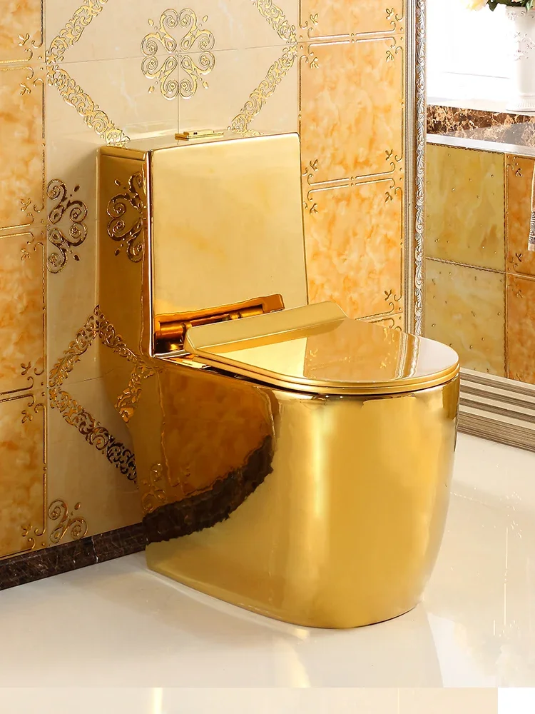 Golden toilet personality creative ceramic super-swirl water-saving deodorant luxury toilet color