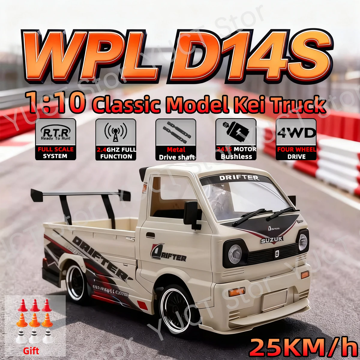 

НОВЫЙ WPL D14S Suzuki Carry 1:10 RC Автомобиль Дрифт Альпинистский Грузовик Светодиодный Свет 2435 Бесщеточный Мотор Радиоуправляемые Машины Грузовики Для Детей Подарки Игрушки