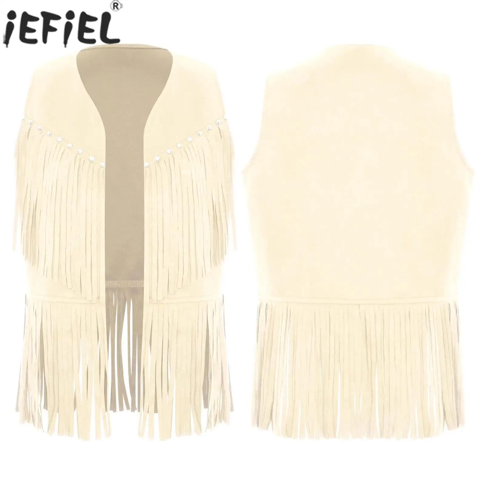 

Kids Retro Rivets Tassels Cowgirl Vest Waistcoat Halloween Carnival Theme Party Western Cowboy Cosplay Performance Costume