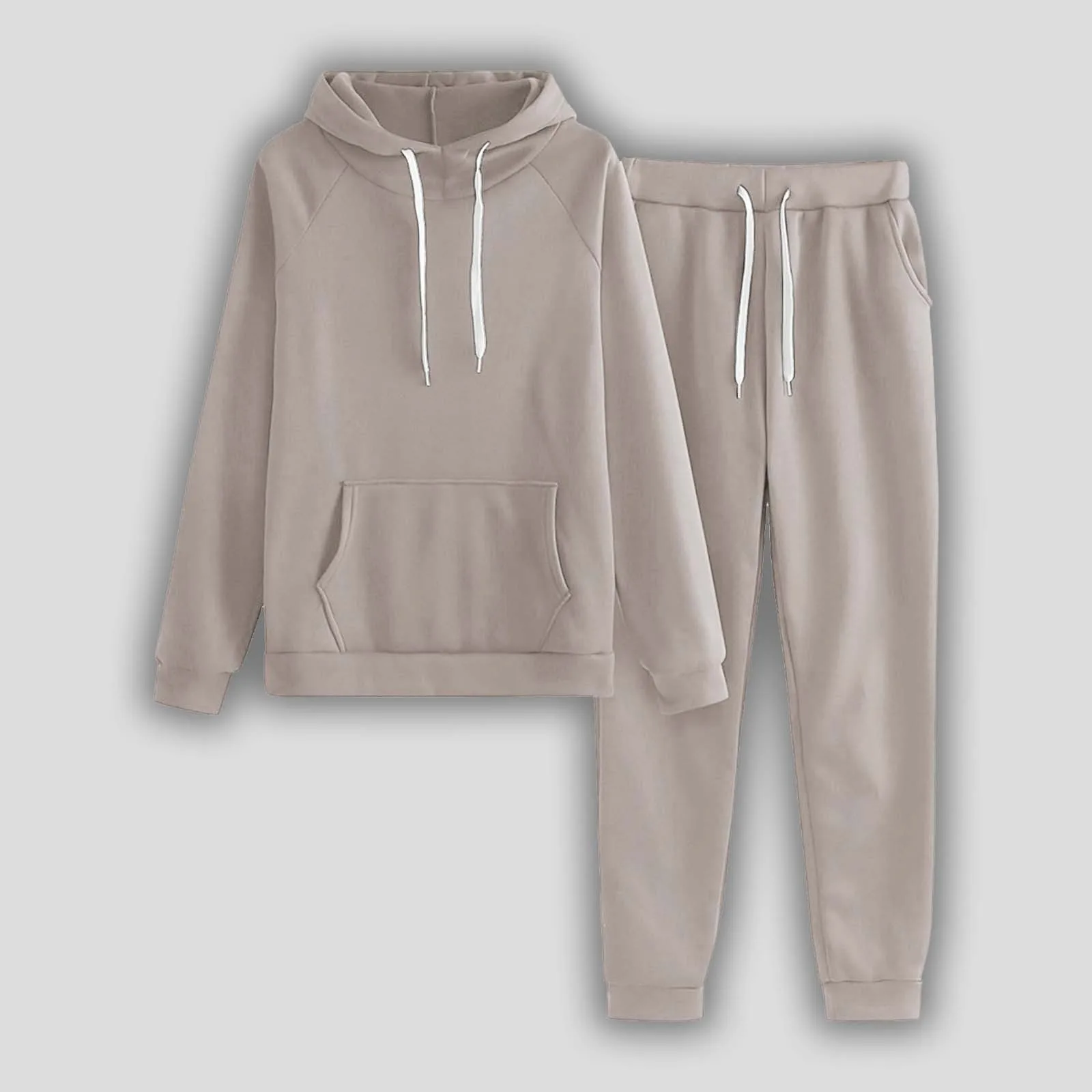 2024 Women Hoodies Trousers Suit Solid Color Plus Fleece 2 Piece Set Hooded Sweatshirts+Pants Sets Sportwear Warm Tracksuit Suit