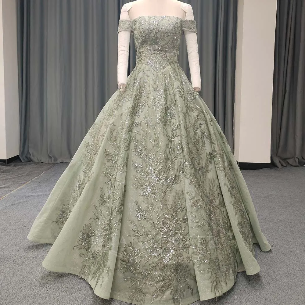 Customized Green Quinceanera Dresses Vestido De 15 Años Off Shoulder Lace Birthday Party Dress vestido de 15 quinceañera