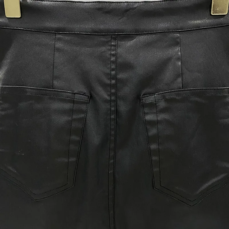 HKSH Letnia Nowa Damska Y2K Dark Techwear Punkowa Moda Uliczna Casualowa Spódniczka Mini A-line z Denimu z Wykończeniem HK5434