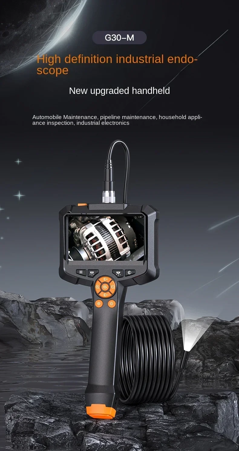 1m 5m 10m hd portátil instrumento de teste automotivo tubo endoscópio câmera endoscópio industrial com tela 4.3 polegada