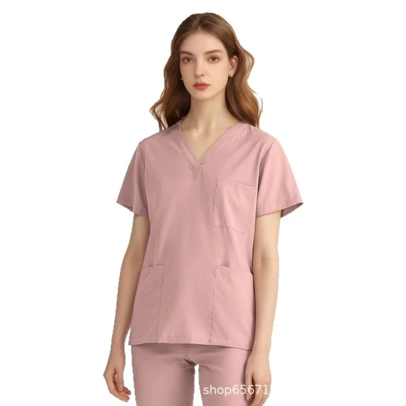Free Custom Logo Operating Room Short-sleeved Wash Clothes Women's Top Work Clothes Nurse Clothes Doctor Brush Hand