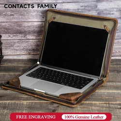 CONTACT'S FAMILY Genuine Leather Case for Macbook Pro Air 13 M4 M3 M2 M1 Pro 14 Pro 16 Business Laptop Sleeve Bag Briefcase