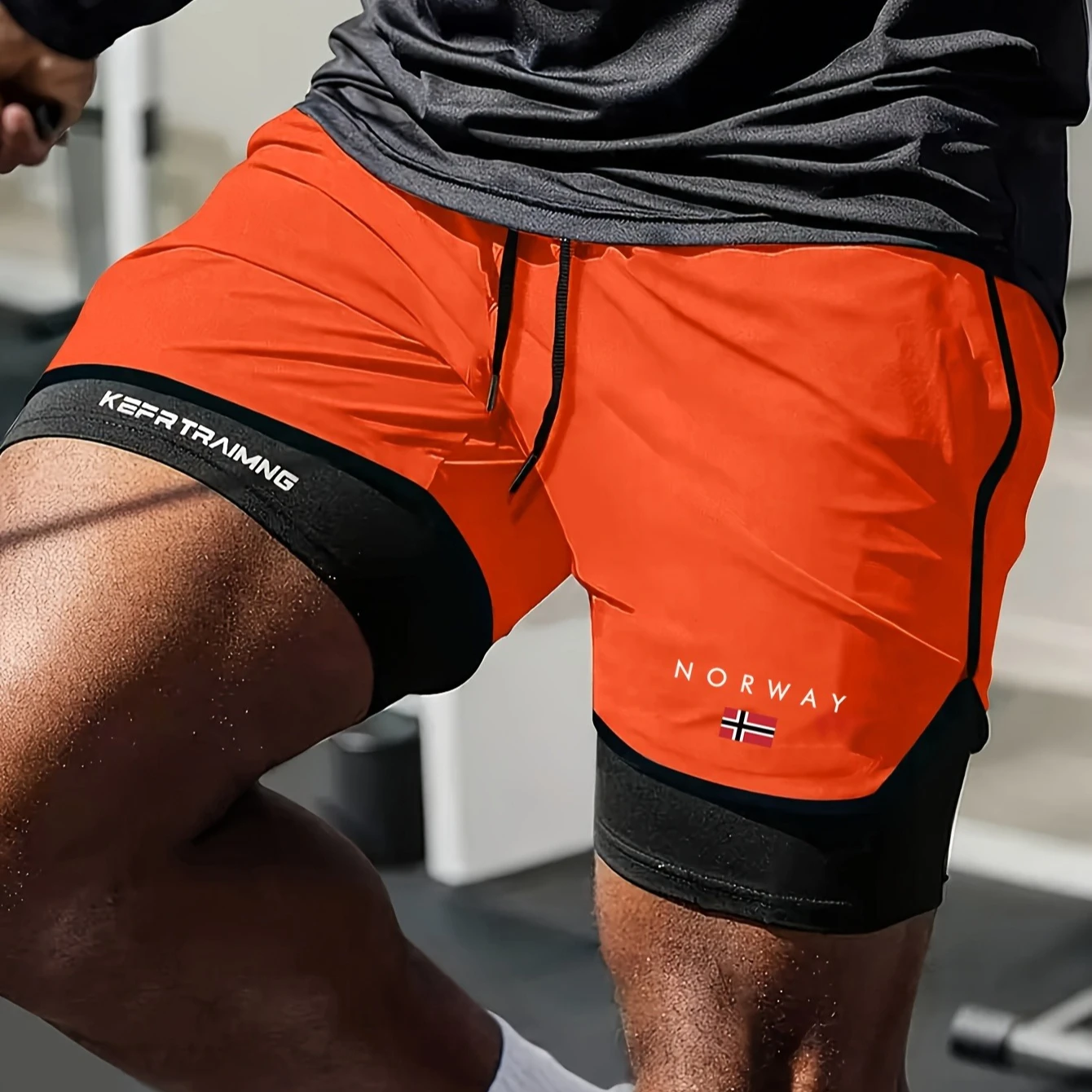 

Keep Training Norway High Performance Men's Double Layer 2 In 1 Athleisure Shorts Summer Breathable Quick-drying Lighweight