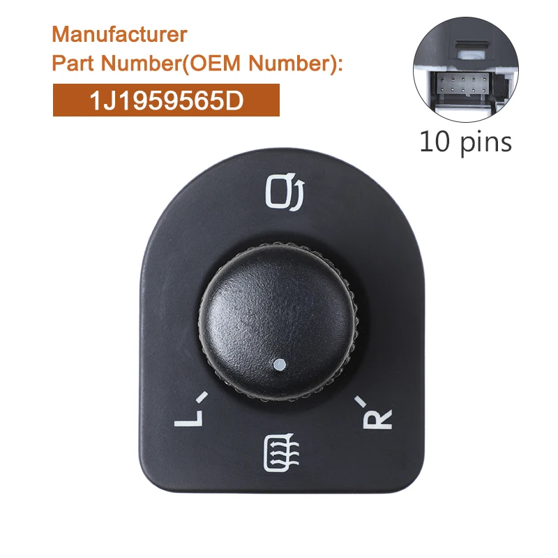 New 10pins Rear Mirror Switch Hight Quality Car Accessories 1J1959565D For Volkswagen Golf Passat 1999-2008