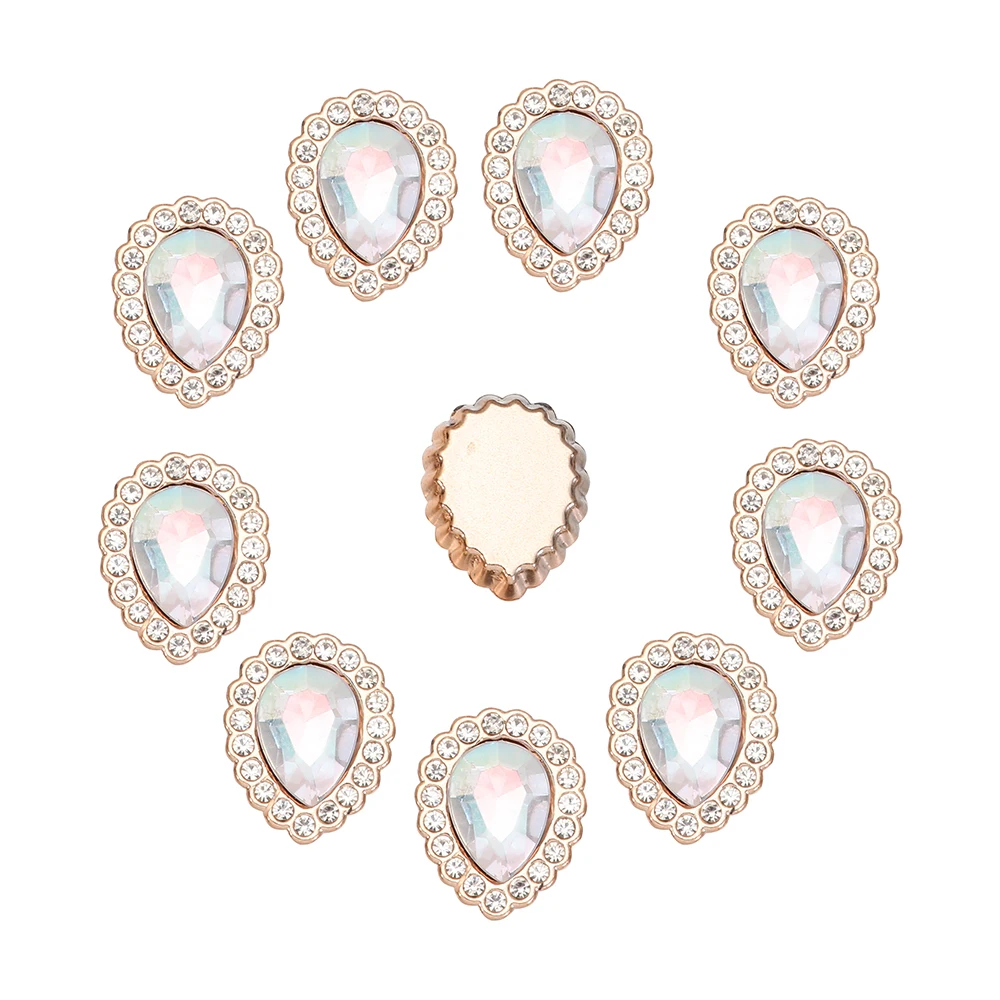 10PCS Apparel Sewing Crystal Flower-shaped Pearl Hairpins Pearl Button Headwear Accessories Rhinestone Buttons