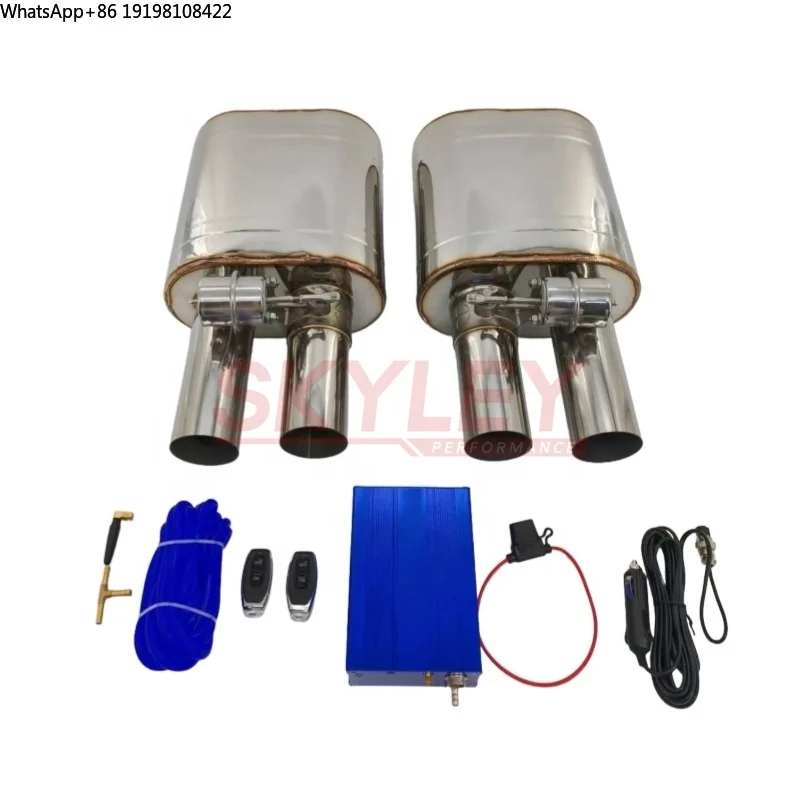 

Single Inlet Dual Outlet 2.5 2.75 3.0 Inch Valved Exhaust Valvetronic Muffler with Dual Exit Valve Cutout Remote Controller Set