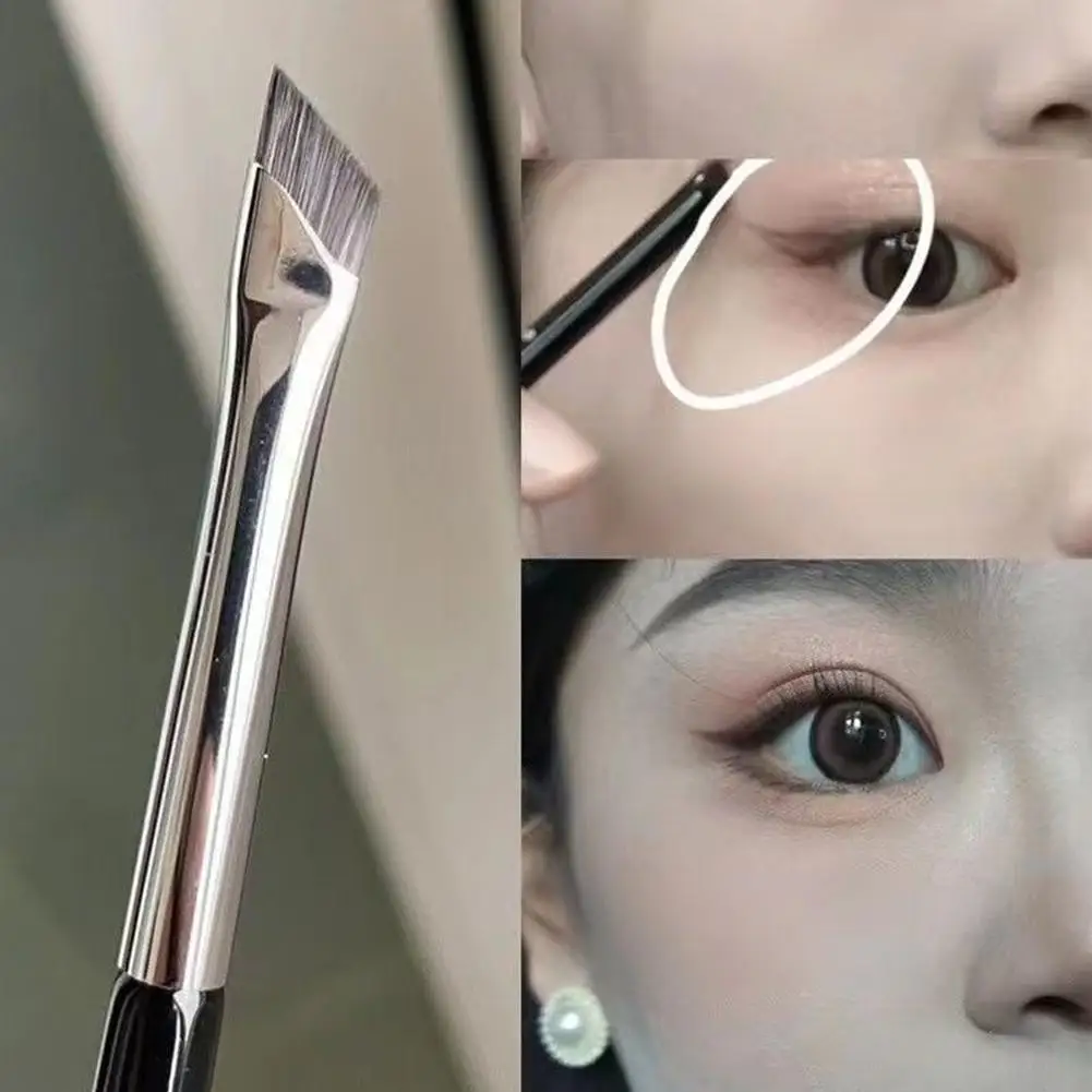 Lâmina delineador escova ultra fino ângulo fino plana sobrancelha escova plana foice delineador escovas detalhe preciso escova ferramentas de maquiagem