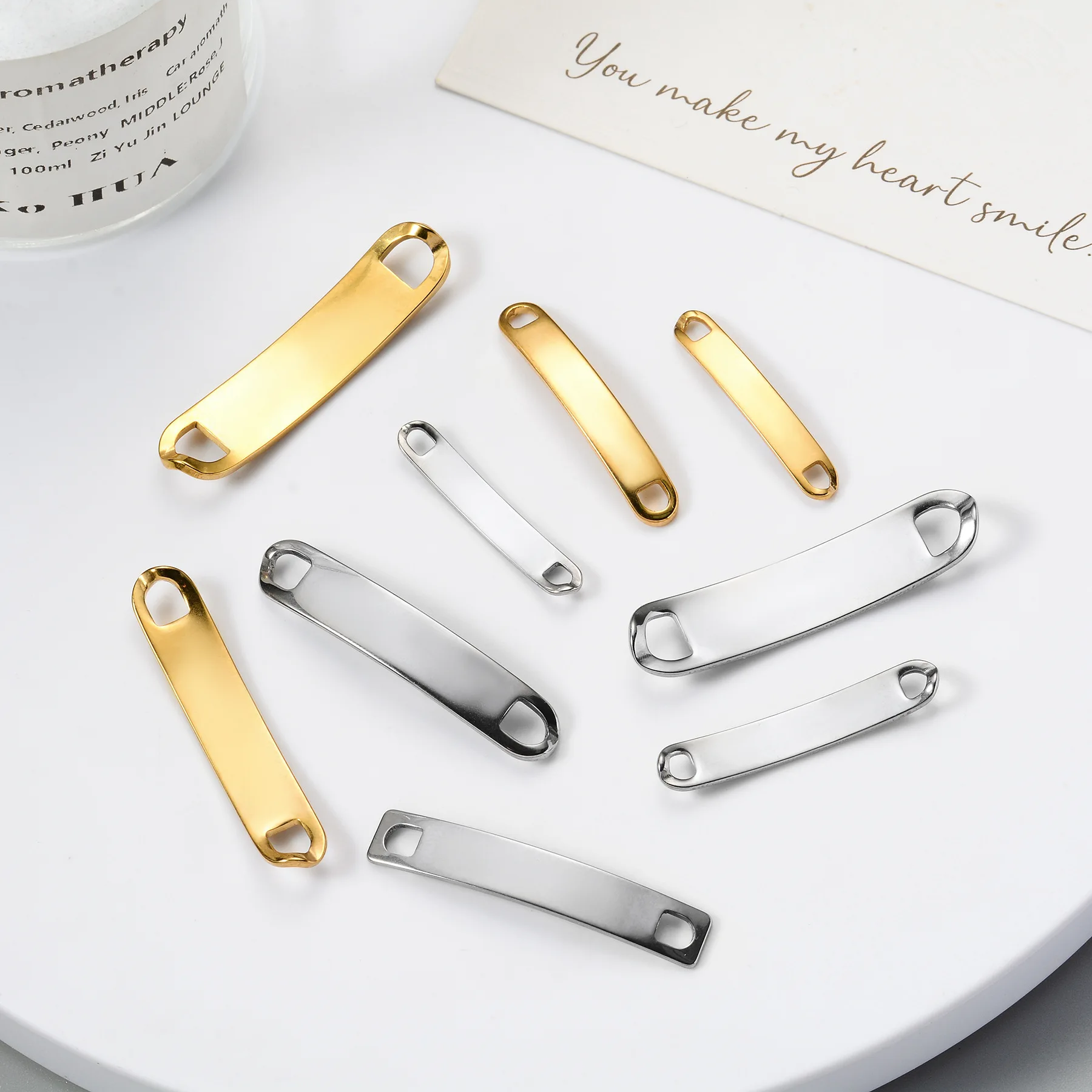 10 Teile/los Edelstahl Rechteck Gold/Silber Ton Stecker Charms für DIY Armbänder Armreif Halsketten Schmuck Machen – Detail 3