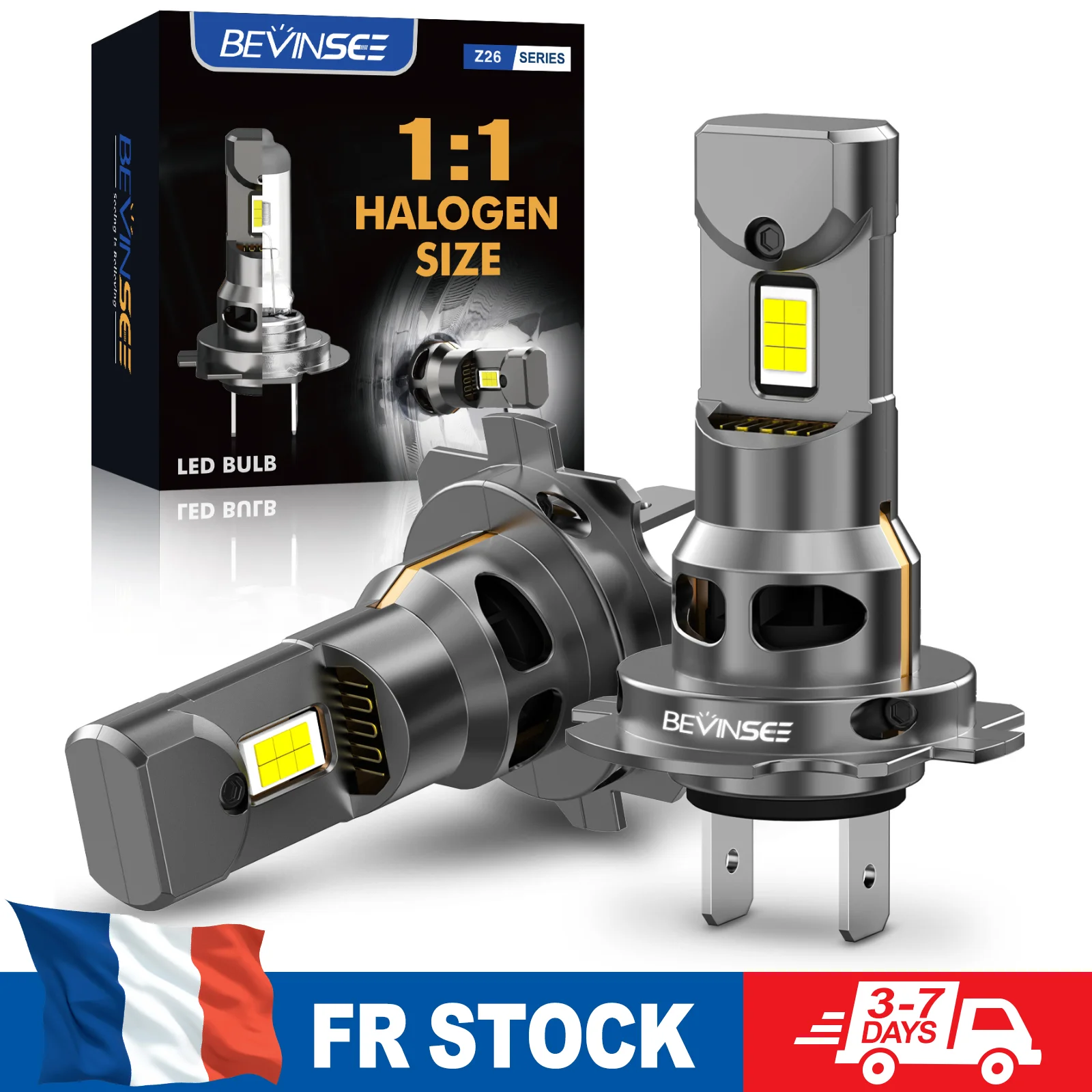 BEVINSEE LED-Ampulle H7 H4 H1 Scheinwerfer CANBUS 70W 12000LM 1:1 Halogen-Größe H11 LED Auto-Nebelscheinwerfer Kabellos 6000K Weiß 12V