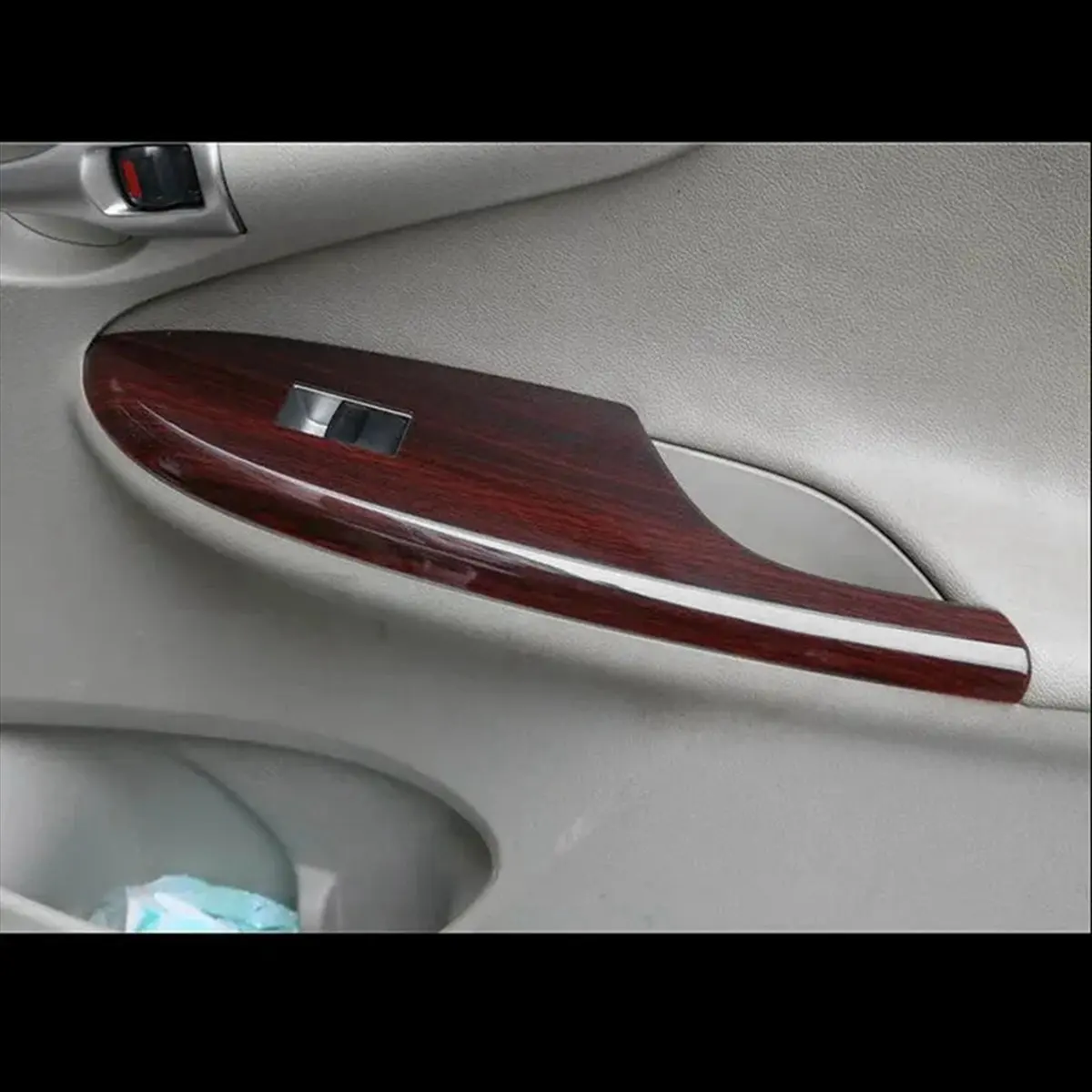 Fits for For 2007-2013 Left Hand Drive 4PC Wood ABS Car Door Window Lift Switch Buttons Cover Trim