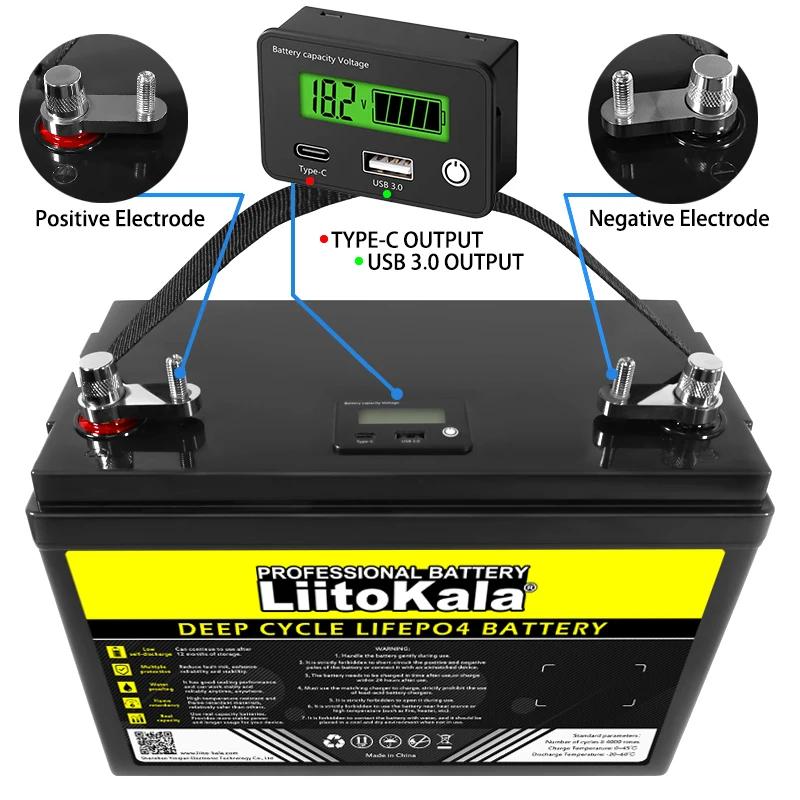 12.8V 180AH LiFePO4 Battery 12V Lithium Batteries 4000 Cycles USB3.0 Type-C output Touring car Solar Wind 14.6v Charger Tax Free