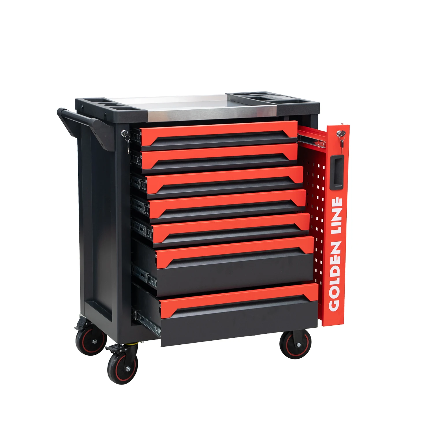 Metal Tool Cabinet with 7-Drawer Storage and Customizable Options for Garage Workshop