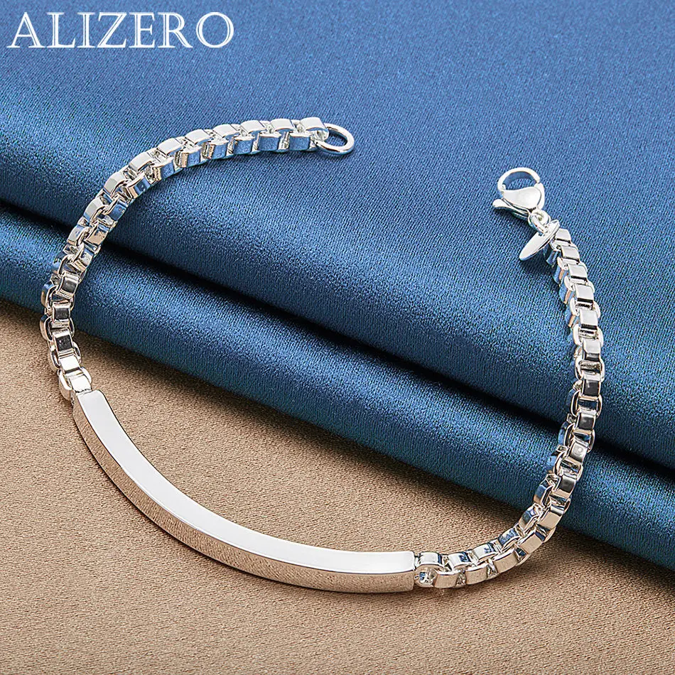 ALIZERO 925 Sterling Silver 2 Pcs Geometry 4mm Box Chain Bracelets For Women Men Fashion Wedding Party Jewelry Set Gift