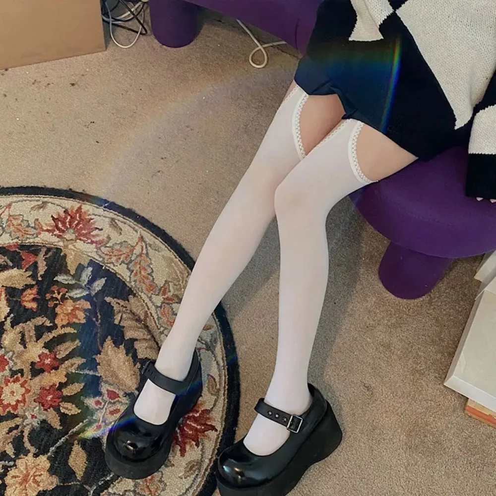 

JK Wide-banded Sexy Stockings Hollow Velvet Suspender Stockings Lace Lolita Tights Women