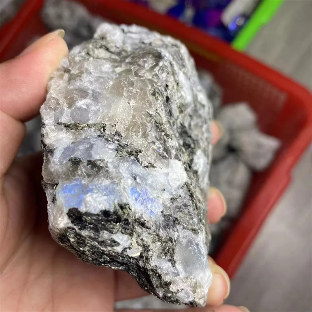 Natural Moonstone Bulk Crystal Raw Rocks Stones Healing Spiritual gemstone Blue flash Moonstone Rough for Home garden fengshui view 2