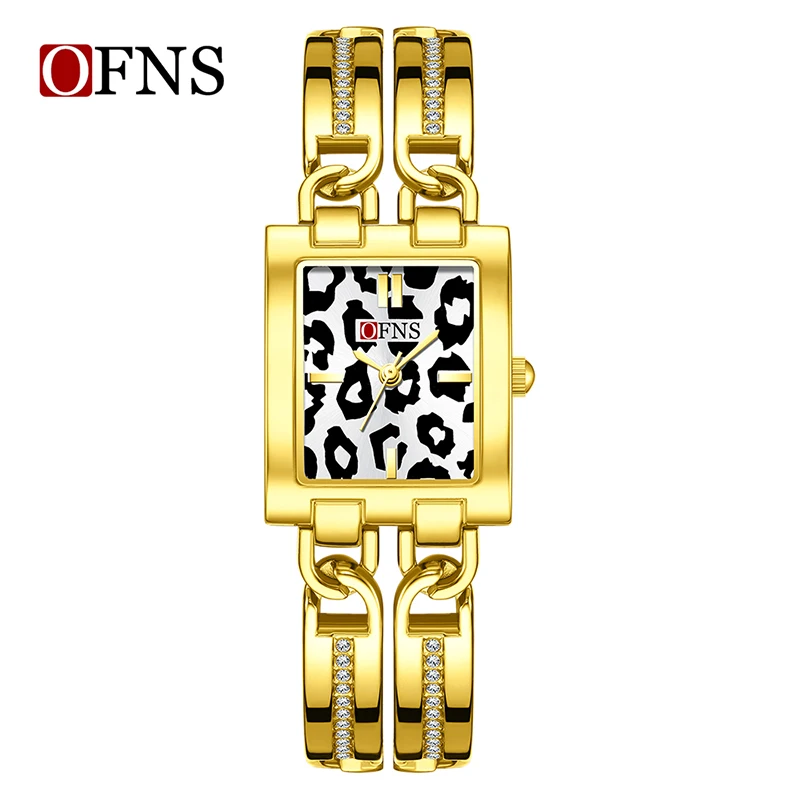 OFNS 7208 Fashion Women's Quartz Watch Creative Design Square Dial Ladies Wristwatch Elegant Bracelet Casual Watches for Woman