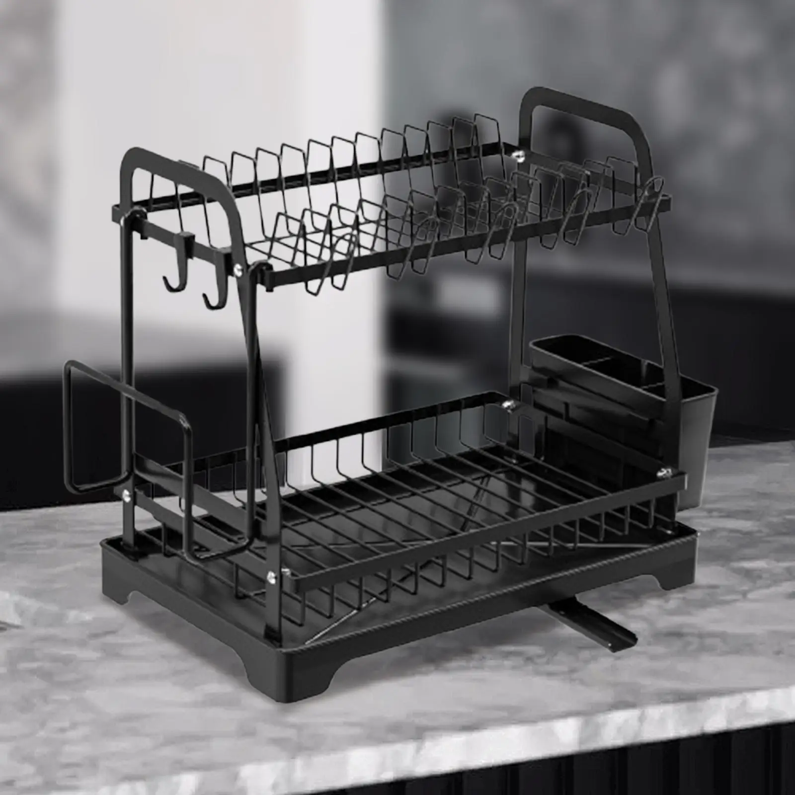 

Сушилка для посуды, двухъярусная, многофункциональная, простая в сборке, раковина со сливной доской, сливная стойка для столовой, отеля, кемпинга