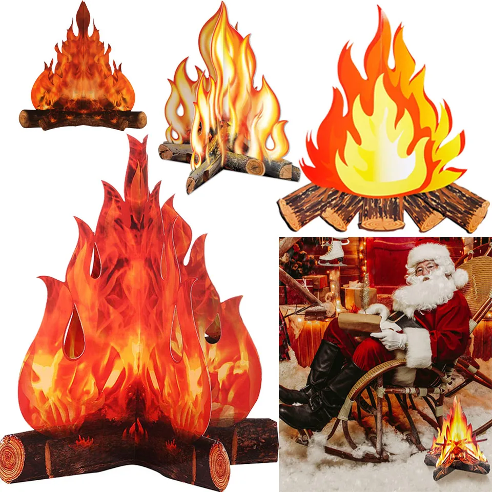 Molyorch 4 Pièces Feu De Camp Carton Décoratif - Flammes Fausse Pour Fêtes Et Camping