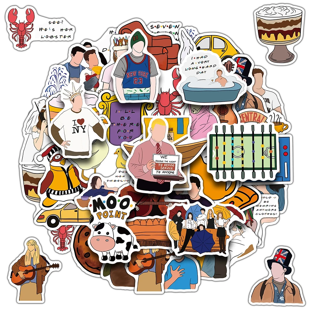 

10/30/50pcs Funny Cartoon Friends Graffiti Stickers Classic TV Show Decals DIY Skateboard Phone Helmet Guitar Decoration Sticker